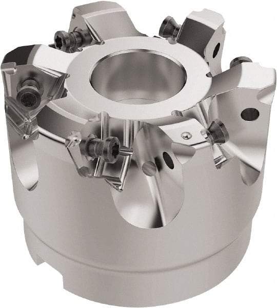 Seco - 2-1/2" Cut Diam, 1" Arbor Hole, 6.96mm Max Depth of Cut, 92° Indexable Chamfer & Angle Face Mill - 6 Inserts, XNEX080816 Insert, Right Hand Cut, 6 Flutes, Through Coolant, Series R220.79 - Industrial Tool & Supply