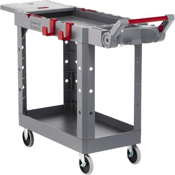 Rubbermaid - 500 Lb Capacity, 17-3/4" Wide x 46-3/16" Long x 36" High Heavy Duty Utility Cart - 2 Shelf, 12 Slot, Structural Foam - Industrial Tool & Supply