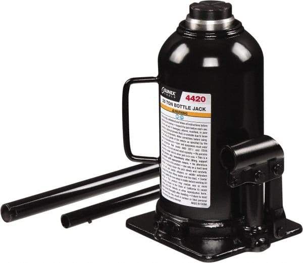 Sunex Tools - 20 Ton Capacity Bottle Jack - 9-1/2" to 17.9" High, 6.42" Long x 5.63" Wide Base - Industrial Tool & Supply