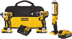 DeWALT - 20 Volt Cordless Tool Combination Kit - Includes Brushless Compact Drill/Driver & Impact Driver, Lithium-Ion Battery Included - Industrial Tool & Supply
