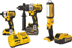 DeWALT - 20 Volt Cordless Tool Combination Kit - Includes Brushless Compact Hammer Drill & Impact Driver, Lithium-Ion Battery Included - Industrial Tool & Supply