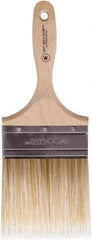 Wooster Brush - 4" Flat Polyester Wall Brush - 3-15/16" Bristle Length, 5-3/8" Wood Beavertail Handle - Industrial Tool & Supply