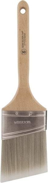 Wooster Brush - 3" Oval/Angle Polyester Angular Brush - 2-15/16" Bristle Length, 6-1/2" Wood Fluted Handle - Industrial Tool & Supply