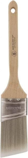 Wooster Brush - 2" Oval/Angle Polyester Angular Brush - 2-11/16" Bristle Length, 6-3/8" Wood Fluted Handle - Industrial Tool & Supply