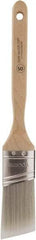 Wooster Brush - 1-1/2" Oval/Angle Polyester Angular Brush - 2-7/16" Bristle Length, 5.756" Wood Fluted Handle - Industrial Tool & Supply