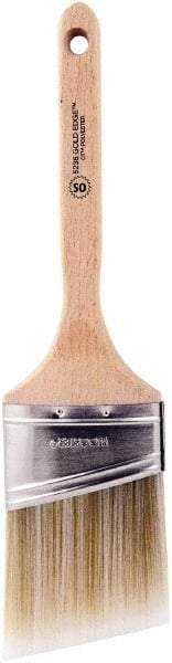 Wooster Brush - 3" Oval/Angle Polyester Angular Brush - 2-15/16" Bristle Length, 6-5/8" Wood Fluted Handle - Industrial Tool & Supply