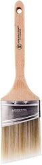 Wooster Brush - 3" Oval/Angle Polyester Angular Brush - 2-15/16" Bristle Length, 6-5/8" Wood Fluted Handle - Industrial Tool & Supply