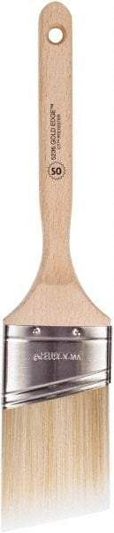 Wooster Brush - 2-1/2" Oval/Angle Polyester Angular Brush - 2-15/16" Bristle Length, 6-5/8" Wood Fluted Handle - Industrial Tool & Supply