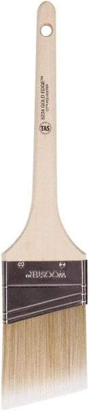 Wooster Brush - 2-1/2" Angled Polyester Angular Brush - 2-11/16" Bristle Length, 6-1/2" Wood Fluted Handle - Industrial Tool & Supply