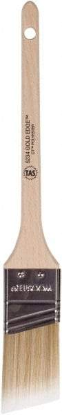 Wooster Brush - 1-1/2" Angled Polyester Angular Brush - 2-3/16" Bristle Length, 6-1/2" Wood Fluted Handle - Industrial Tool & Supply