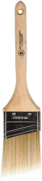 Wooster Brush - 2-1/2" Angled Polyester Angular Brush - 2-15/16" Bristle Length, 6-13/16" Wood Fluted Handle - Industrial Tool & Supply