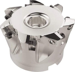 Seco - 7 Inserts, 61.1mm Cutter Diam, 2.16mm Max Depth of Cut, Indexable High-Feed Face Mill - 27mm Arbor Hole Diam, 12.4mm Keyway Width, 50mm High, R220.21 Toolholder, SC..12.. Inserts, Series R220.21 - Industrial Tool & Supply