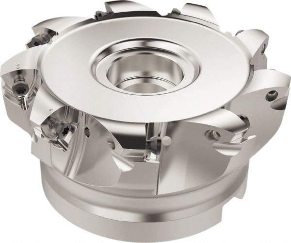 Seco - 9 Inserts, 83.6mm Cutter Diam, 1.8mm Max Depth of Cut, Indexable High-Feed Face Mill - 32mm Arbor Hole Diam, 14.4mm Keyway Width, 50mm High, R220.21 Toolholder, 218.19-160.. Inserts, Series R220.21 - Industrial Tool & Supply