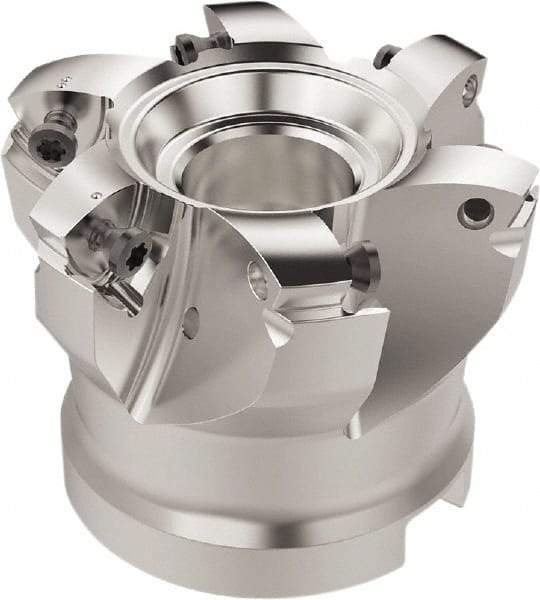 Seco - 6 Inserts, 50.9mm Cutter Diam, 1.8mm Max Depth of Cut, Indexable High-Feed Face Mill - 27mm Arbor Hole Diam, 12.4mm Keyway Width, 50mm High, R220.21 Toolholder, 218.19-160.. Inserts, Series R220.21 - Industrial Tool & Supply