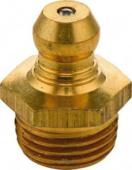 Umeta - Straight Head Angle, M12x1.50 Metric Brass Standard Grease Fitting - 14mm Hex, 17.5mm Overall Height, 6.5mm Shank Length - Industrial Tool & Supply