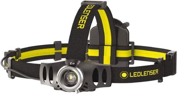 LED LENSER - White LED Bulb, 200 Lumens, Hands-free Flashlight - Black, Yellow Plastic Body, 3 AAA NiMH Batteries Included - Industrial Tool & Supply