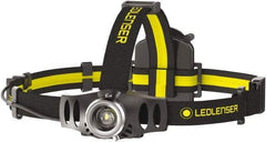 LED LENSER - White LED Bulb, 200 Lumens, Hands-free Flashlight - Black, Yellow Plastic Body, 3 AAA NiMH Batteries Included - Industrial Tool & Supply