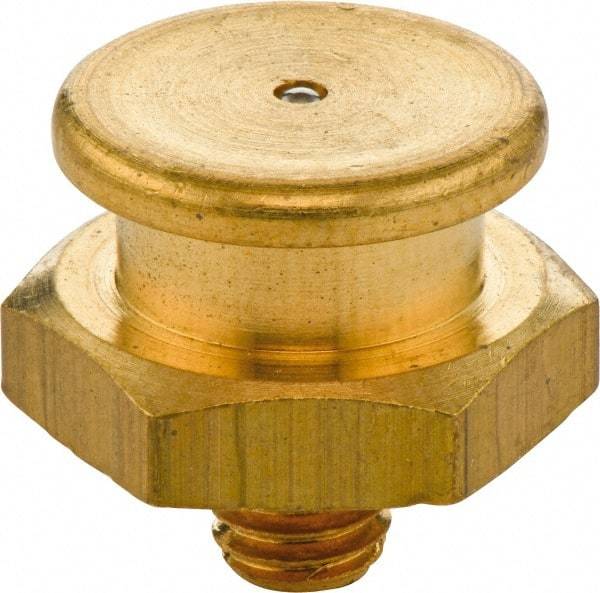 Umeta - Straight Head Angle, M8x1 Metric Brass Button-Head Grease Fitting - 17mm Hex, 17mm Overall Height - Industrial Tool & Supply