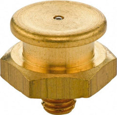 Umeta - Straight Head Angle, M8x1 Metric Brass Button-Head Grease Fitting - 17mm Hex, 17mm Overall Height - Industrial Tool & Supply