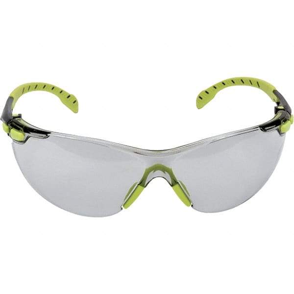 3M - Gray Lenses, Frameless Safety Glasses - Anti-Fog, Green Frame, Size Universal, Wrap Around - Industrial Tool & Supply