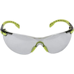 3M - Gray Lenses, Frameless Safety Glasses - Anti-Fog, Green Frame, Size Universal, Wrap Around - Industrial Tool & Supply