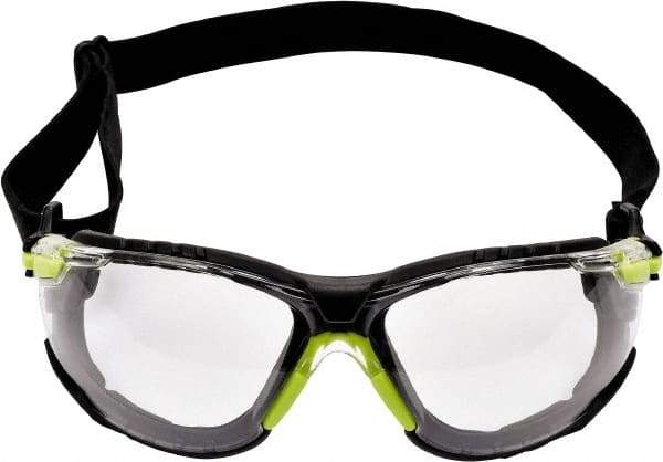 3M - Clear Lenses, Frameless Safety Glasses - Anti-Fog, Green Frame, Size Universal, Wrap Around - Industrial Tool & Supply