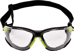 3M - Clear Lenses, Frameless Safety Glasses - Anti-Fog, Green Frame, Size Universal, Wrap Around - Industrial Tool & Supply