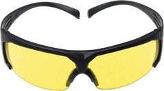 3M - Amber Lenses, Framed Safety Glasses - Anti-Fog, Gray Frame, Size Universal, Wrap Around - Industrial Tool & Supply