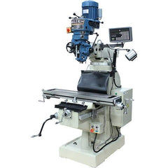 Baileigh - 9" Table Width x 42" Table Length, Step Pulley Control, 1 Phase Knee Milling Machine - R8 Spindle Taper, 3 hp - Industrial Tool & Supply