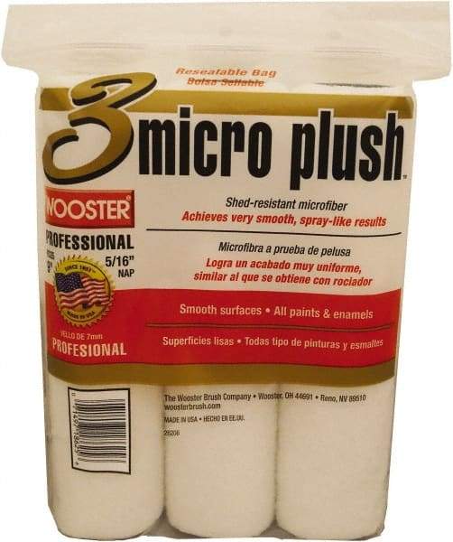 Wooster Brush - 5/16" Nap, 9" Wide Paint Roller Cover - Smooth Texture, Microfiber - Industrial Tool & Supply