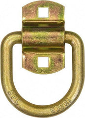 Buyers Products - Steel with Galvanized Zinc Coating D-Ring with 2-Hole Mounting Bracket - 3-1/2" Long, Yellow, For Use with Cargo Control - Industrial Tool & Supply