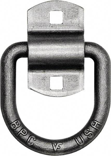 Buyers Products - Steel D-Ring with 2-Hole Mounting Bracket - 3-1/2" Long, Gray, For Use with Cargo Control - Industrial Tool & Supply
