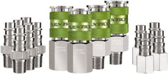 Legacy - 14 Piece 1/4" Body 1/4 NPT 300 psi Steel/Aluminum High Flow Pneumatic Coupling Plug Set - Industrial Tool & Supply