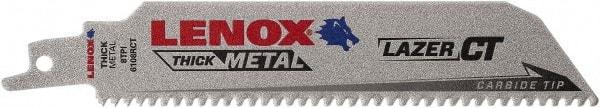 Lenox - 6" Long x 1" Thick, Bi-Metal Reciprocating Saw Blade - Tapered Profile, 8 TPI, Toothed Edge, Tang Shank - Industrial Tool & Supply