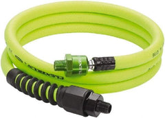 Legacy - 3/8" ID x 0.61" OD 6' Long Lead-In Whip Hose - MNPT High Flow Ball Swivel x MNPT Ends, 300 Working psi, -40 to 140°F, 1/4" Fitting, Green - Industrial Tool & Supply
