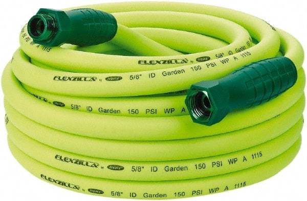 Legacy - 50' Long Garden Hose - 5/8" Diam, 3/4" GHT, Hybrid Polymer, 150 psi, All Season, Green - Industrial Tool & Supply