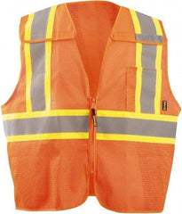 OccuNomix - Size 2XL High Visibility Orange Mesh Breakaway Vest - 60" Chest, ANSI 107-2015, Hook & Loop Closure, 2 Pockets, Polyester - Industrial Tool & Supply