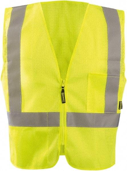 OccuNomix - Size 2XL High Visibility Yellow Mesh General Purpose Vest - 54" Chest, ANSI 107-2015, Zipper Closure, 3 Pockets, Polyester - Industrial Tool & Supply