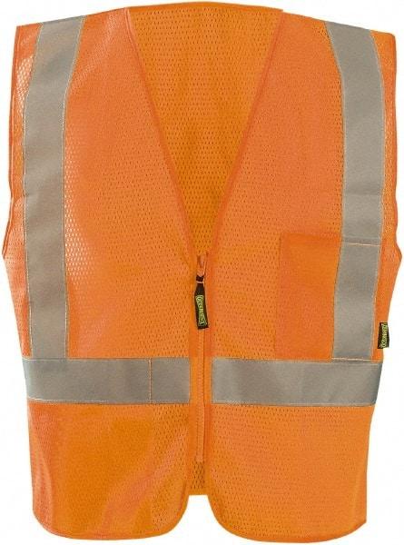 OccuNomix - Size XL High Visibility Orange Mesh General Purpose Vest - 50" Chest, ANSI 107-2015, Zipper Closure, 3 Pockets, Polyester - Industrial Tool & Supply