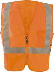 OccuNomix - Size L High Visibility Orange Mesh General Purpose Vest - 46" Chest, ANSI 107-2015, Zipper Closure, 3 Pockets, Polyester - Industrial Tool & Supply