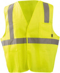 OccuNomix - Size S High Visibility Yellow Mesh Breakaway Vest - 46" Chest, ANSI 107-2015, Hook & Loop Closure, 2 Pockets, Polyester - Industrial Tool & Supply
