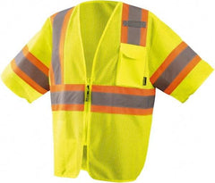 OccuNomix - Size 5XL High Visibility Yellow Mesh General Purpose Vest - 66" Chest, ANSI 107-2015, Zipper Closure, 3 Pockets, Polyester - Industrial Tool & Supply