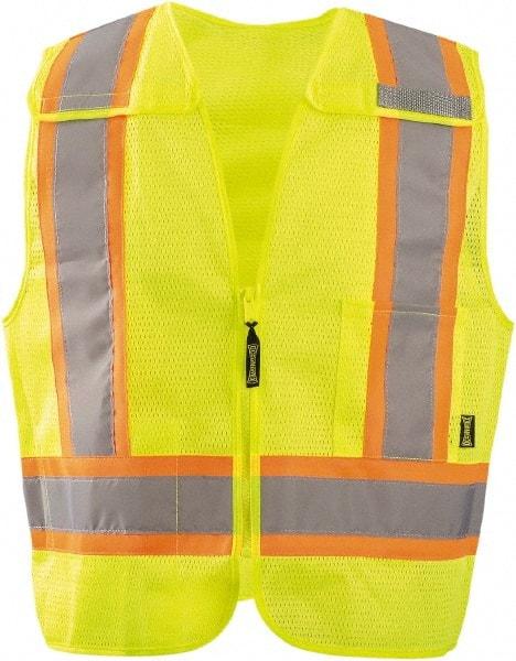 OccuNomix - Size 5XL High Visibility Yellow Mesh Breakaway Vest - 72" Chest, ANSI 107-2015, Zipper Closure, 2 Pockets, Polyester - Industrial Tool & Supply