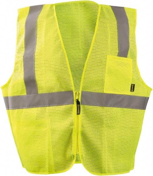 OccuNomix - Size XL High Visibility Yellow Mesh General Purpose Vest - 50" Chest, ANSI 107-2015, Zipper Closure, 3 Pockets, Polyester - Industrial Tool & Supply