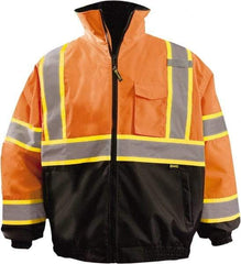 OccuNomix - Size XL Cold Weather Jacket - High Visbility Orange, Black, Denier Polyester, Zipper Closure, 63" Chest - Industrial Tool & Supply