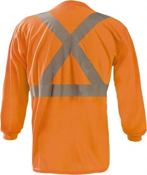OccuNomix - Size M, Hi-Viz Orange, High Visibility, Long Sleeve T-Pocket, - 40" Chest, 1 Pocket, Polyester - Industrial Tool & Supply