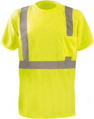 OccuNomix - Size L, Hi-Viz Yellow, High Visibility, Short Sleeve T-Pocket, - 44" Chest, 1 Pocket, Polyester - Industrial Tool & Supply
