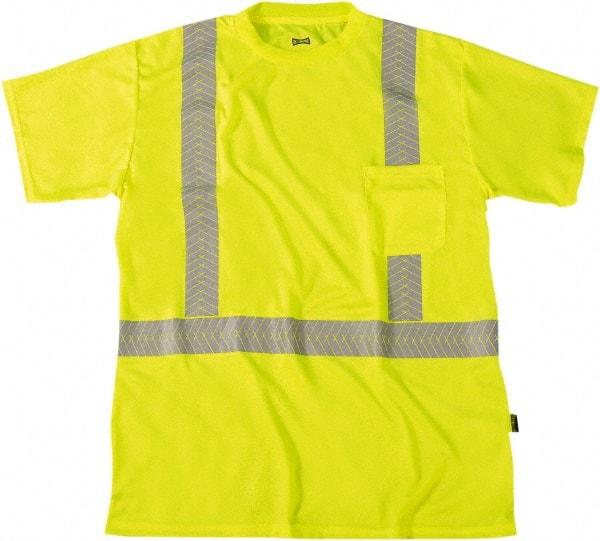 OccuNomix - Size L, Hi-Viz Yellow, High Visibility, Short Sleeve T-Pocket, - 44" Chest, 1 Pocket, Polyester - Industrial Tool & Supply