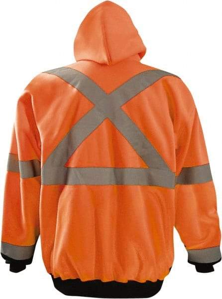 OccuNomix - Size S High Visibility Sweatshirt - High Visbility Orange, Black, Polyester, Zipper Closure - Industrial Tool & Supply