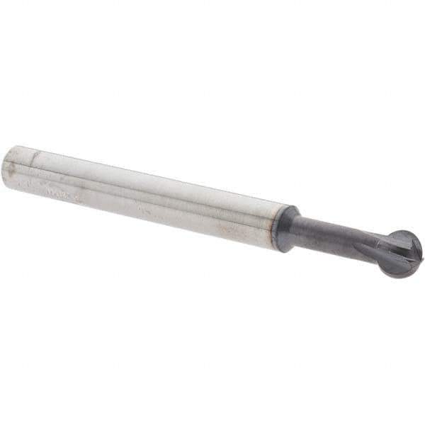 Accupro - 1/4" Diam, 0.213" LOC, 4 Flute Solid Carbide Ball End Mill - nACo Finish, Single End, 2-1/2" OAL, 1/4" Shank Diam, Undercutting - Industrial Tool & Supply